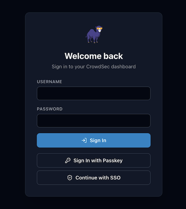 CrowdSec Web UI login